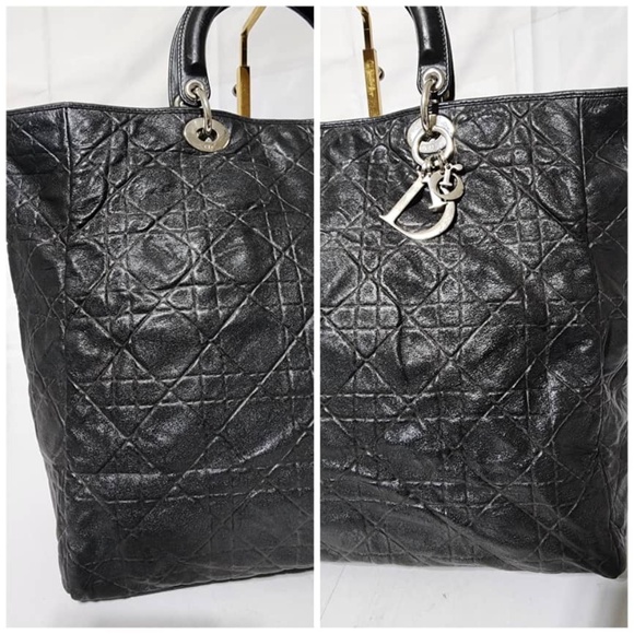 Authentic Christian Dior Soft Lambskin Quilted Tote Black - Picture 9 of 12